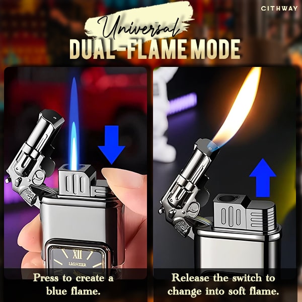 Remifa™ Winddichtes zweiflammiges Vintage-Uhrenfeuerzeug
