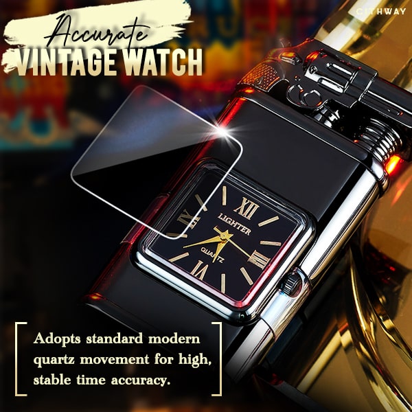 Remifa™ Winddichtes zweiflammiges Vintage-Uhrenfeuerzeug