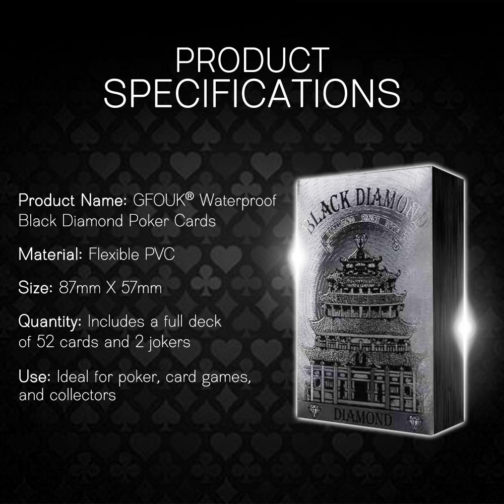 GFOUK® Wasserdichte schwarze Diamant-Pokerkarten
