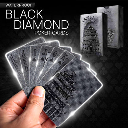 GFOUK® Wasserdichte schwarze Diamant-Pokerkarten